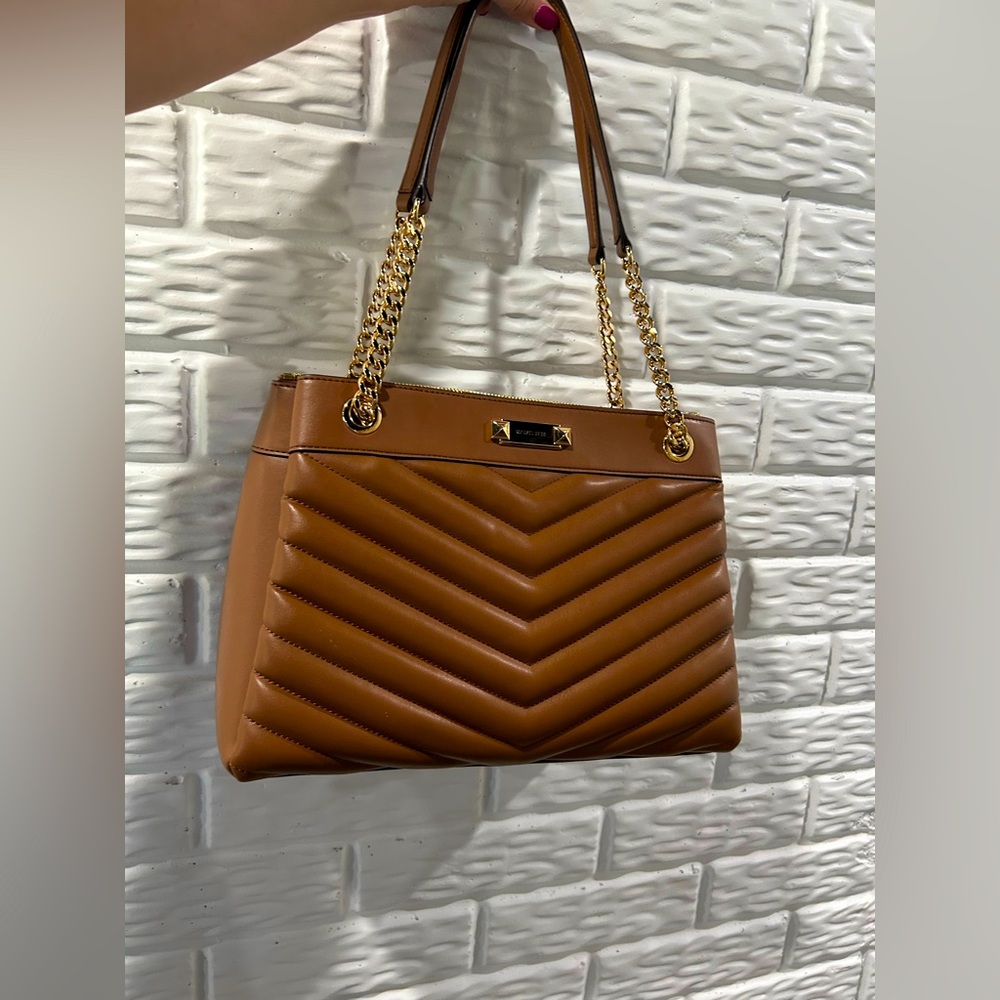 Brown Quilted Leather Handbag